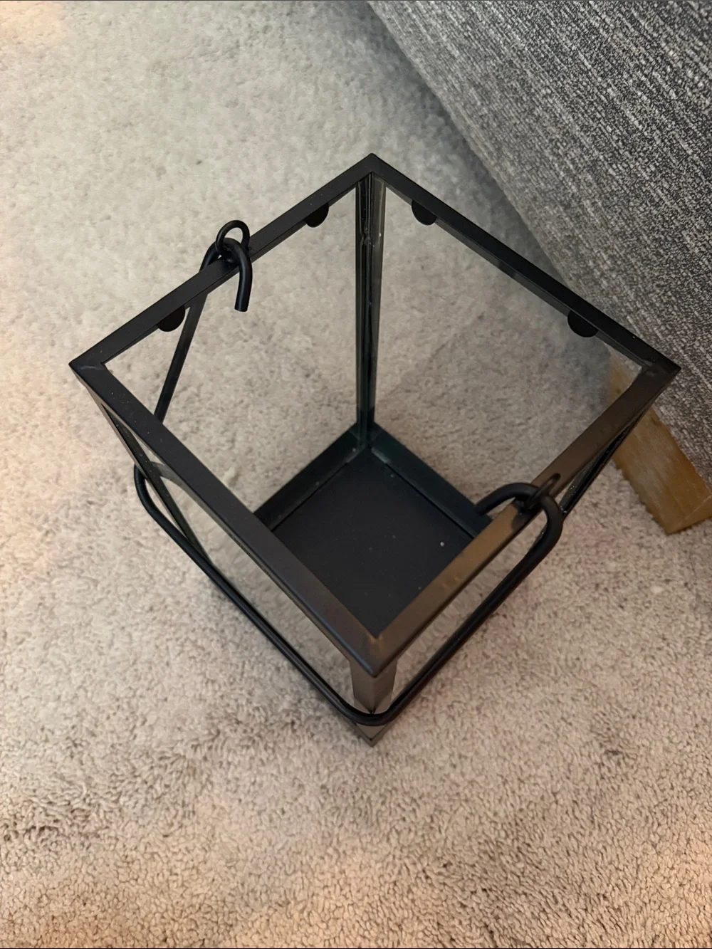 Black Glass Metal Lantern -
